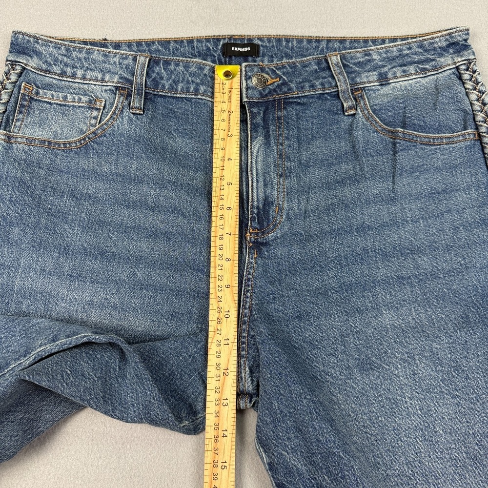 Express Womens Size 16 Wide Leg Cropped Jeans Medium Wash Braided Side Trim NWT - Picture 9 of 12